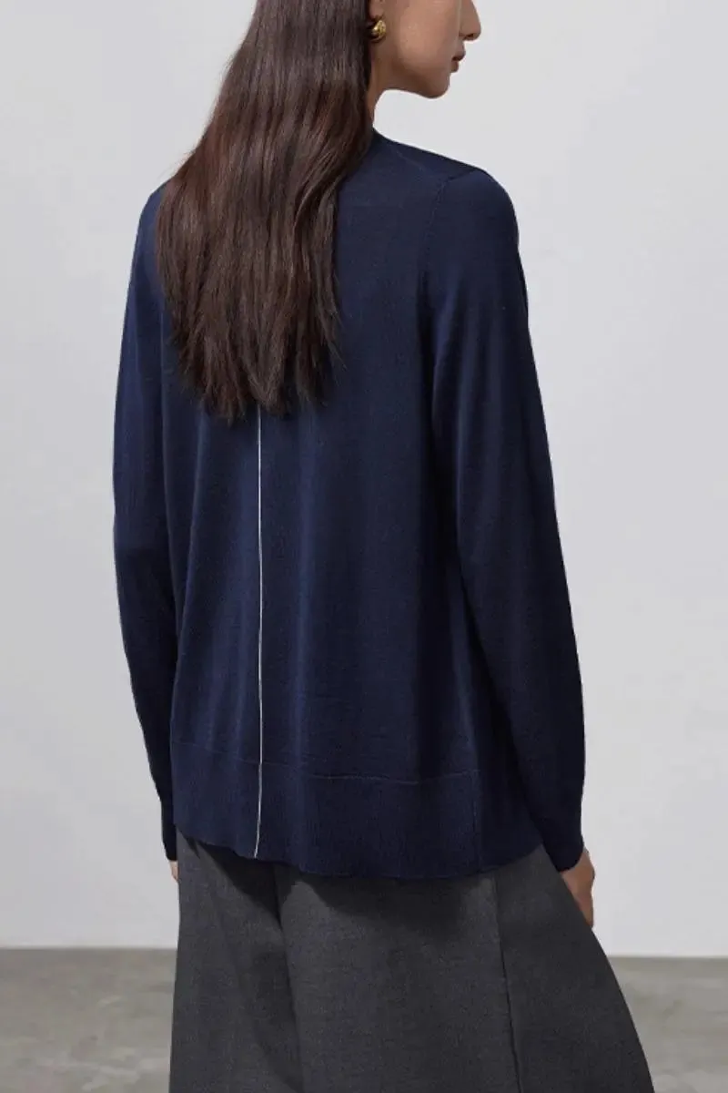 100 Merino Wool Dual-layer Collar Cardigan
