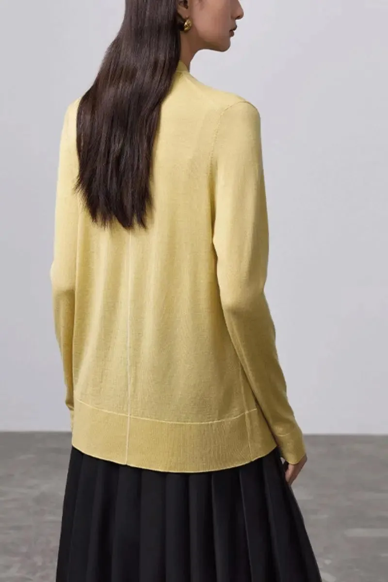 100 Merino Wool Dual-layer Collar Cardigan
