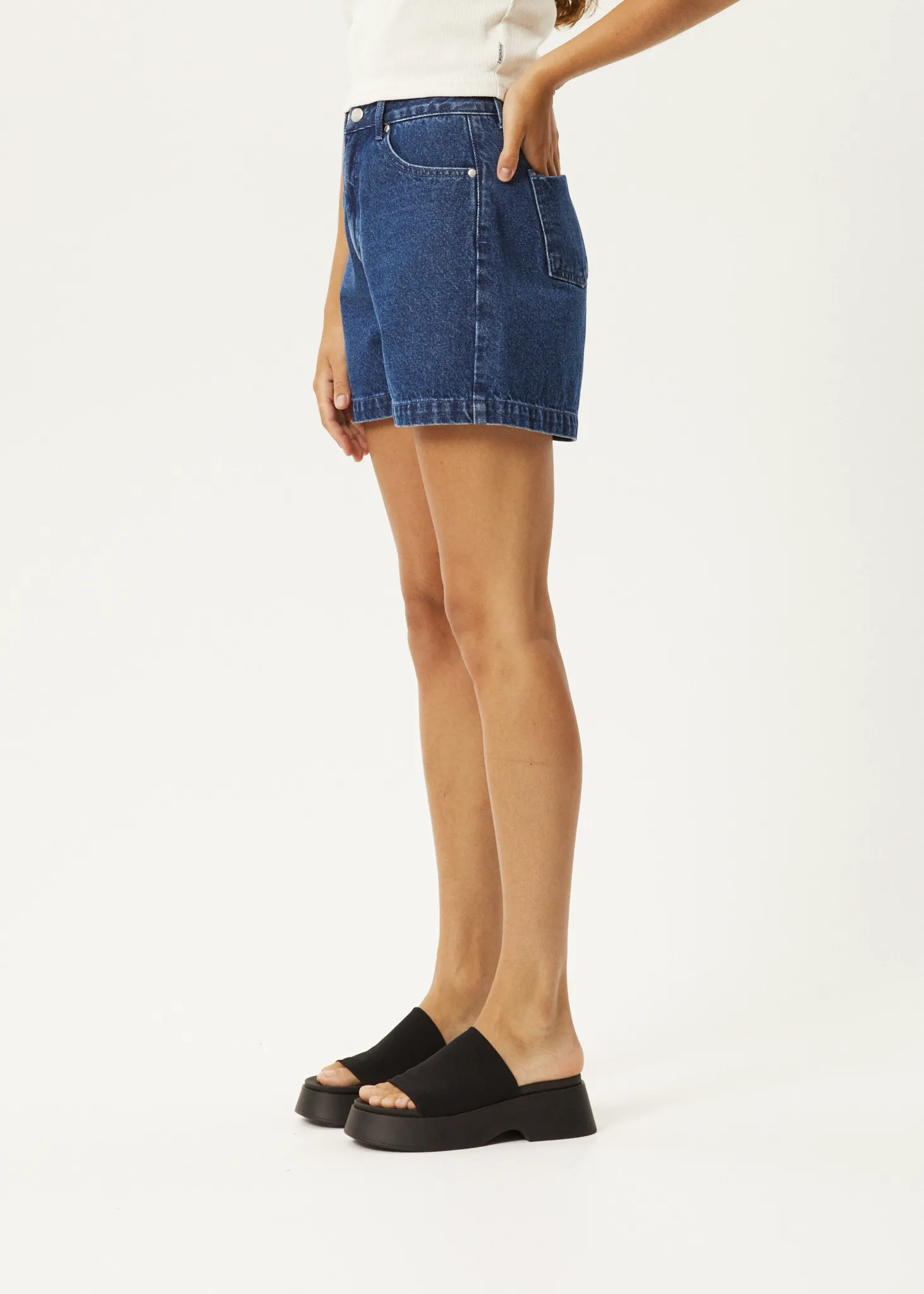 AFENDS Womens Seventy Threes - Denim Shorts - Authentic Blue