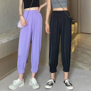 Ankle-Length Pants With Loose Fit And Side-Slit