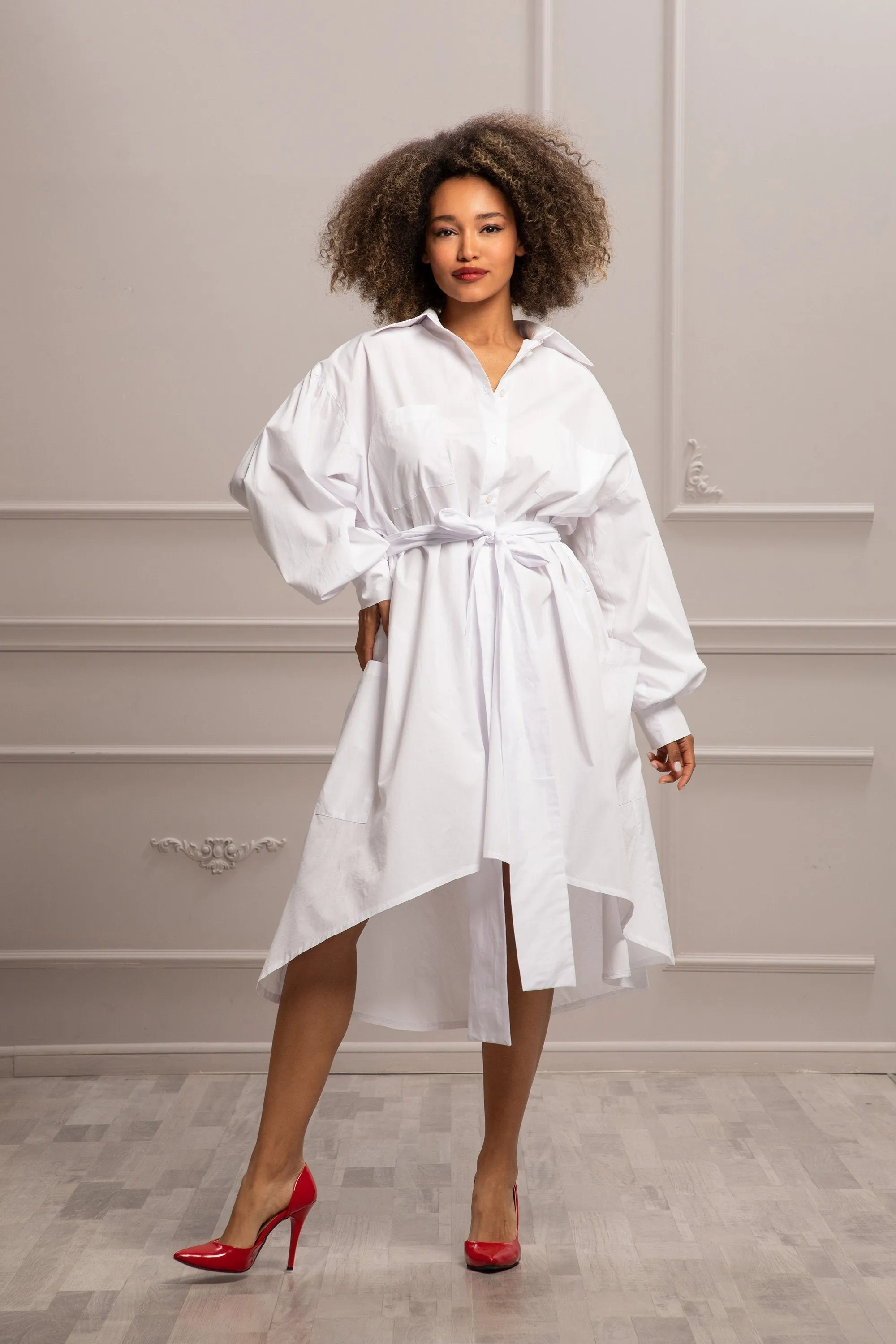 ASYMMETRIC SHIRT DRESS