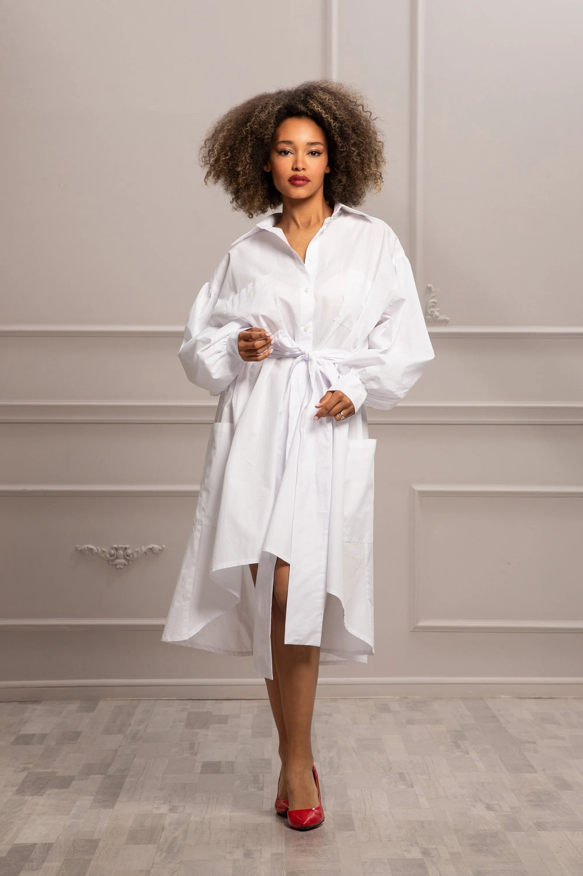 ASYMMETRIC SHIRT DRESS