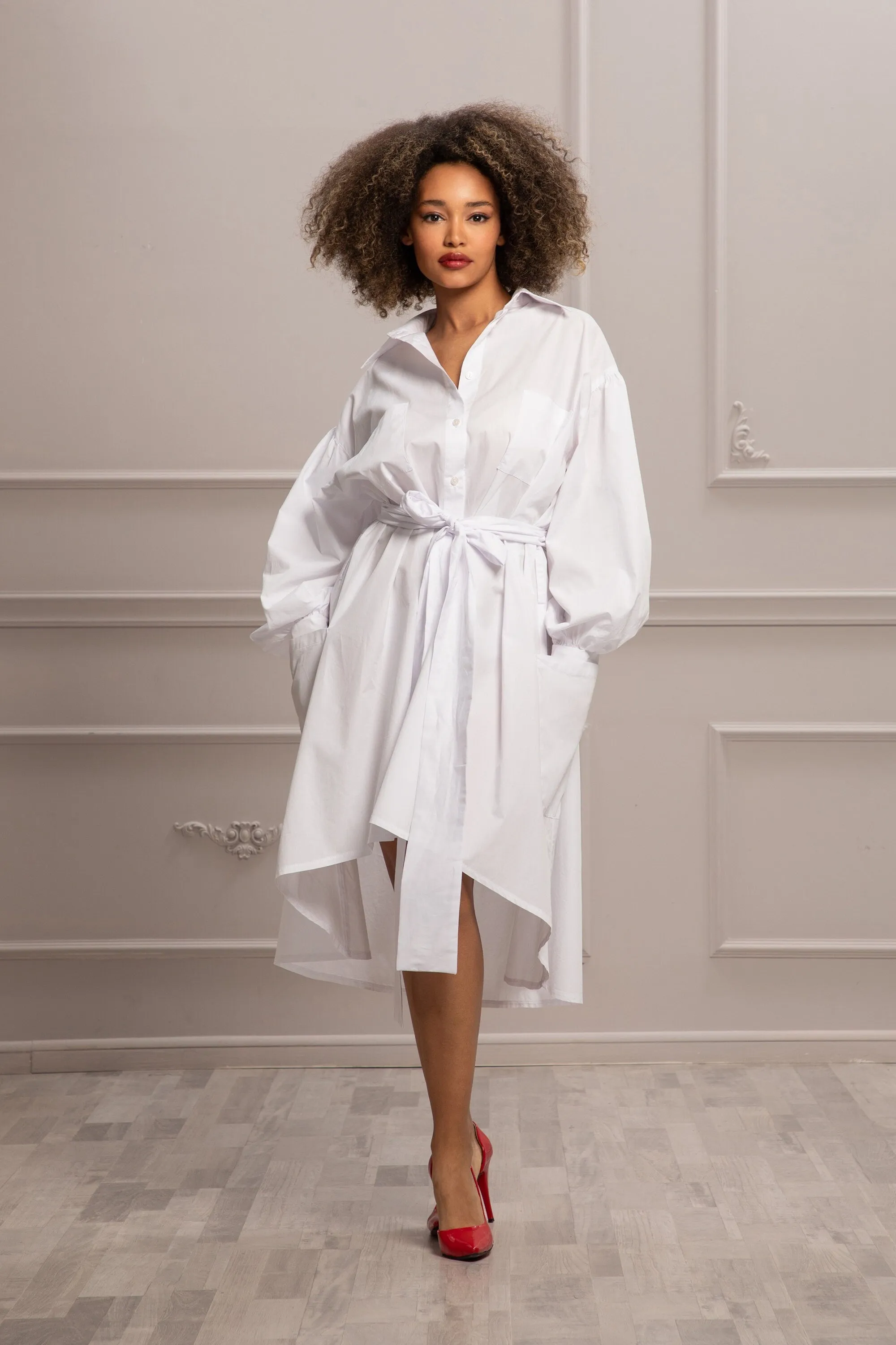 ASYMMETRIC SHIRT DRESS