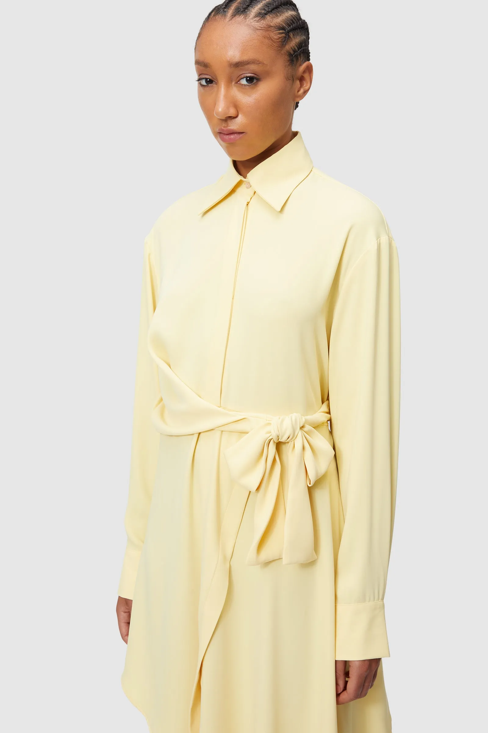 ASYMMETRICAL WRAP SHIRT DRESS