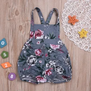 Baby Girls Flower Suspender Short Pants Spring Summer