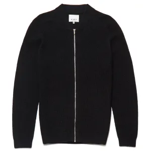 Beauchamp Lambswool Blend Zip Through Cardigan in Black