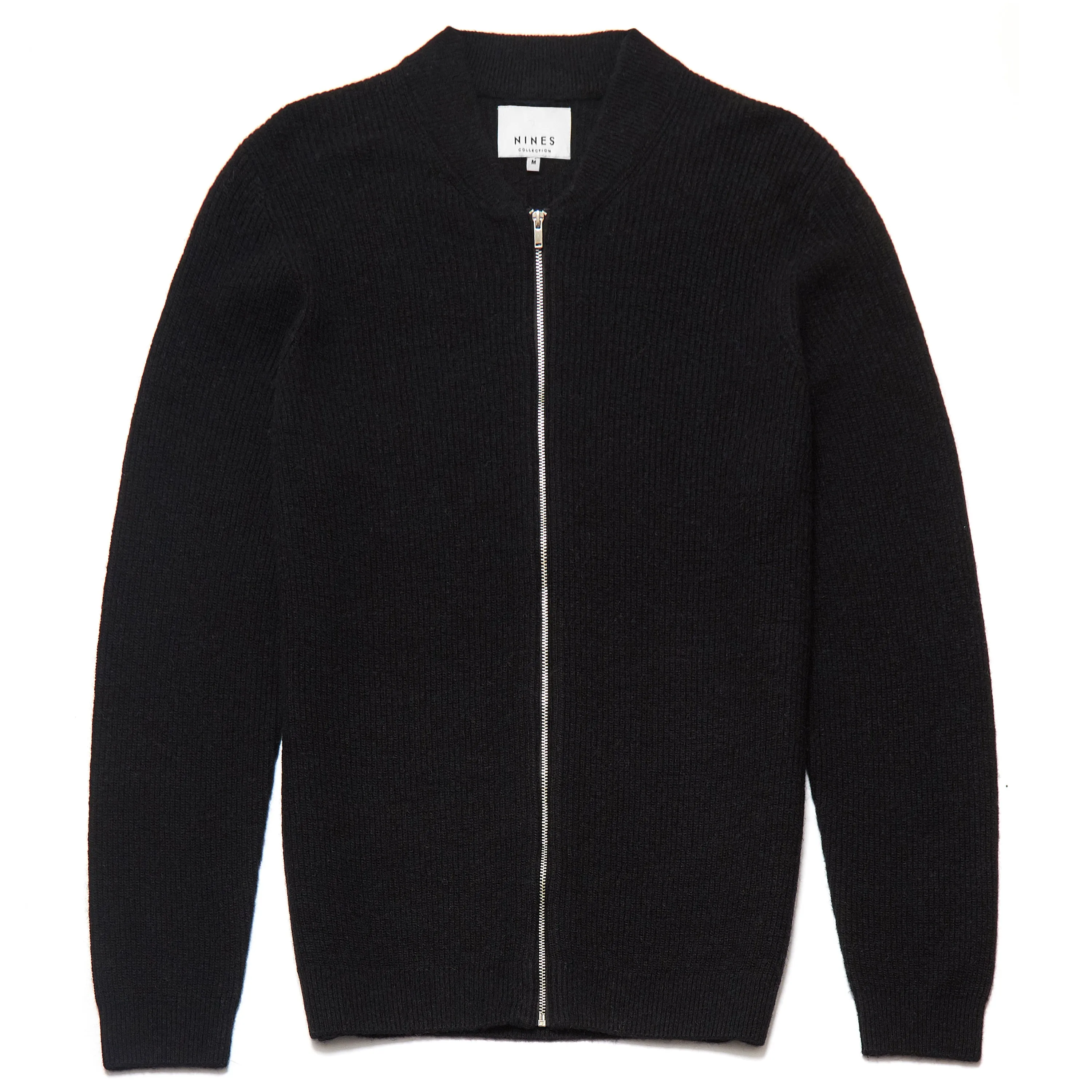 Beauchamp Lambswool Blend Zip Through Cardigan in Black