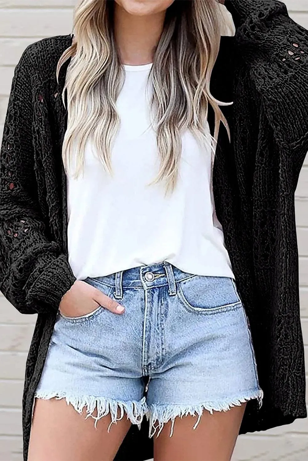 Black Knit Cardigan for Women