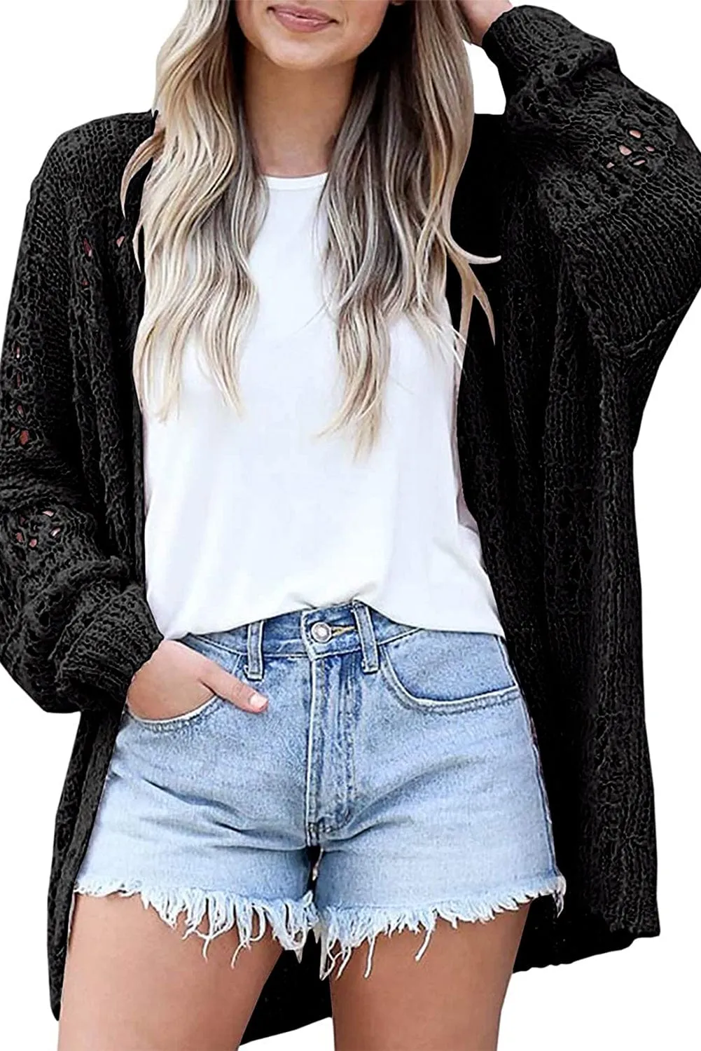 Black Knit Cardigan for Women