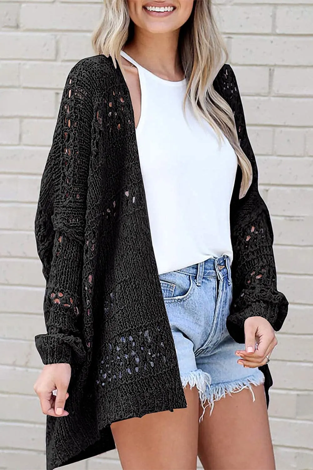 Black Knit Cardigan for Women