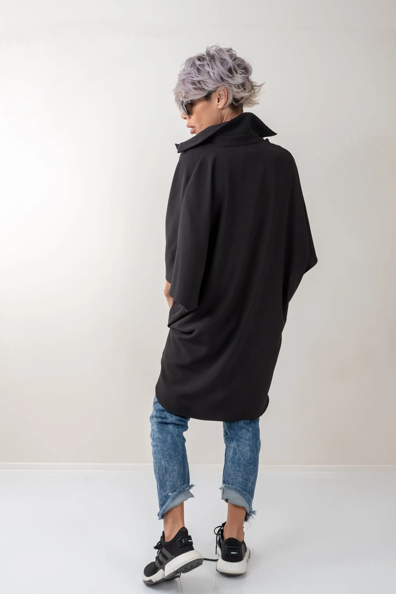 Black Loose Asymmetric Oversize Extravagant Shirt