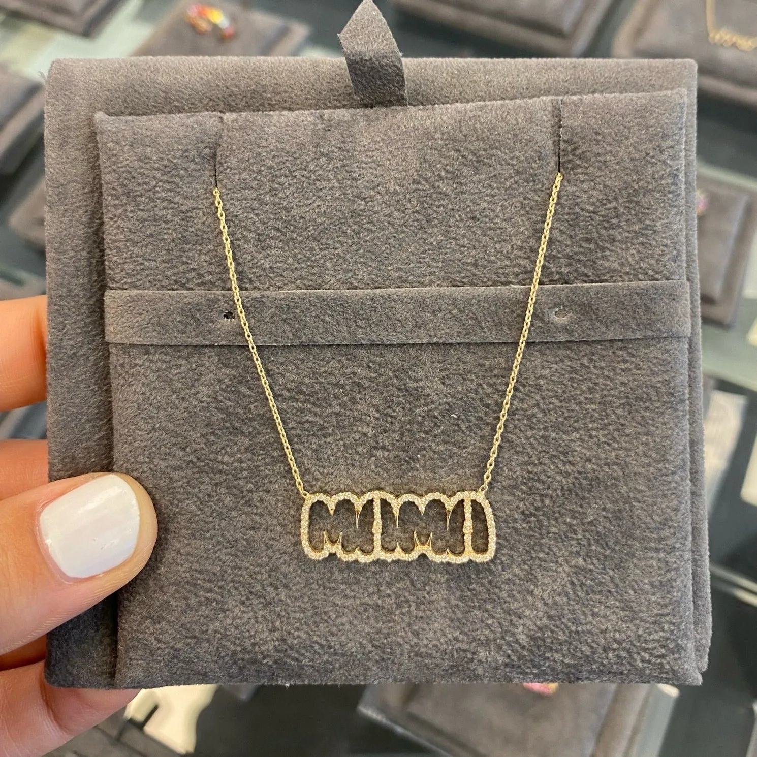 Bold Diamond Cutout Name Necklace