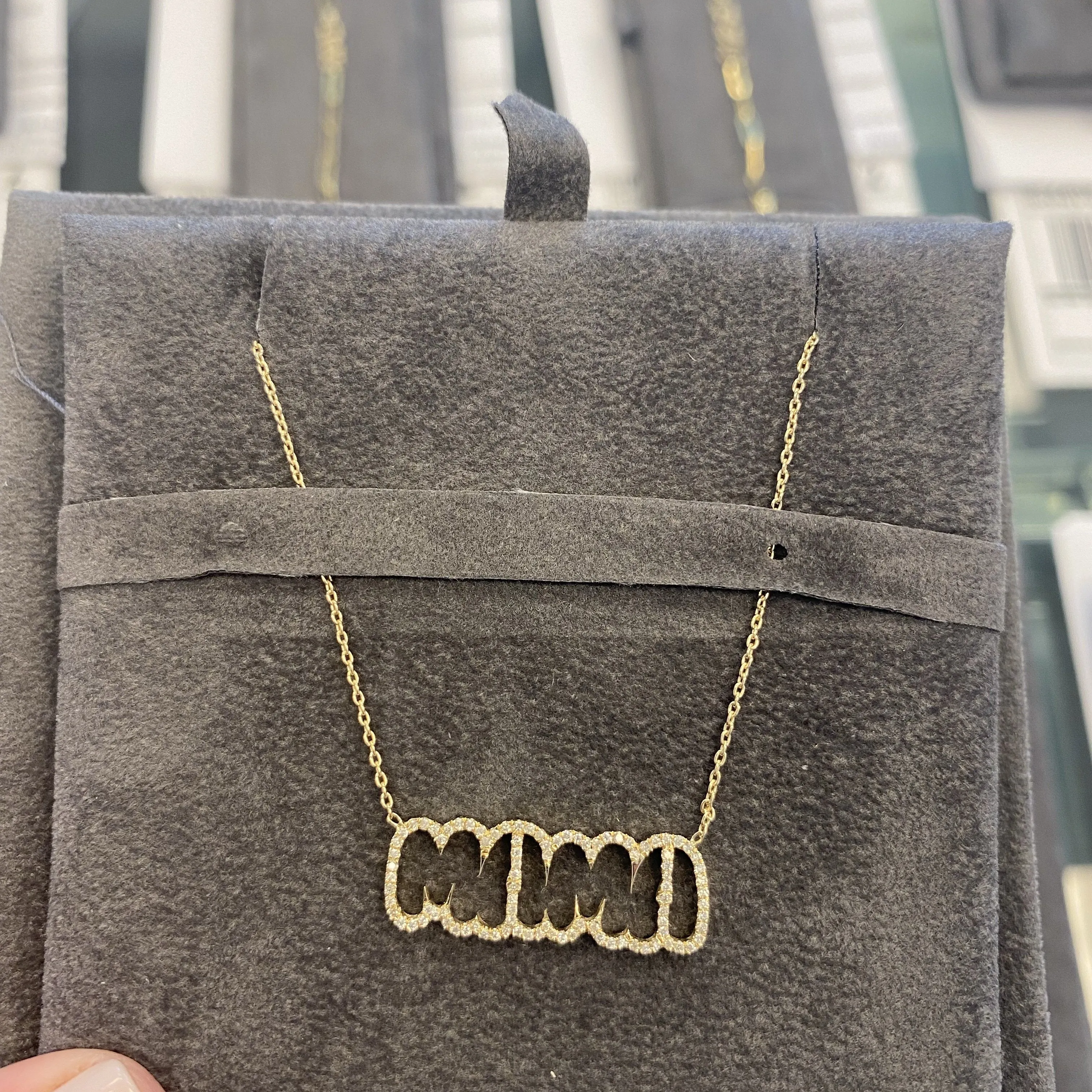 Bold Diamond Cutout Name Necklace