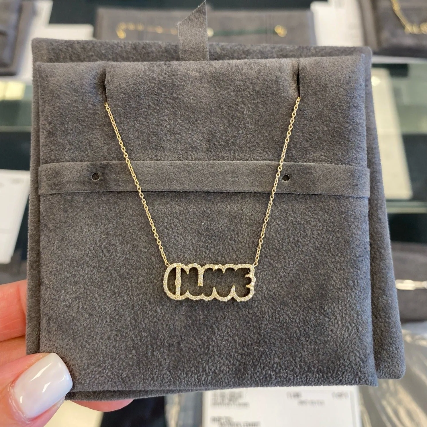 Bold Diamond Cutout Name Necklace