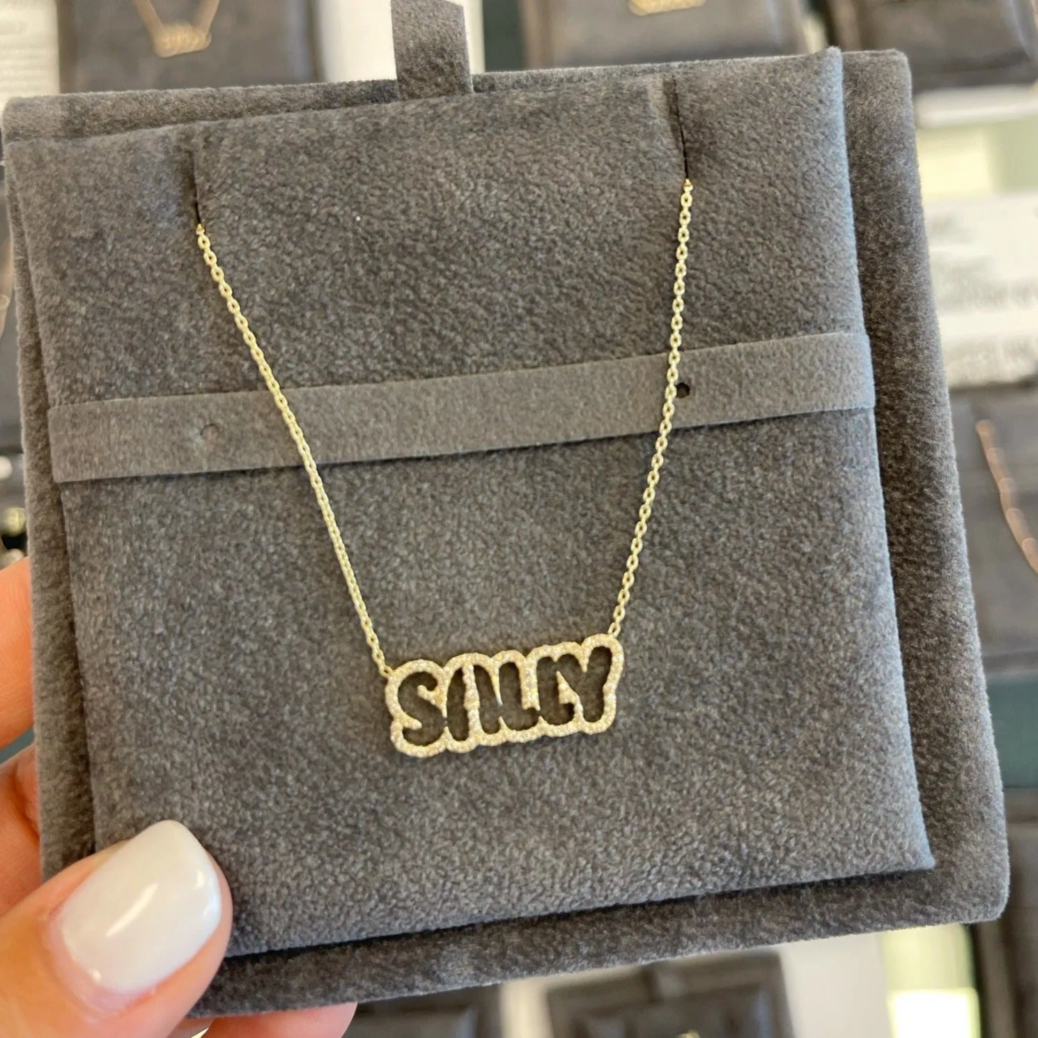 Bold Diamond Cutout Name Necklace