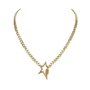 Bold Star Lock Necklace Gold