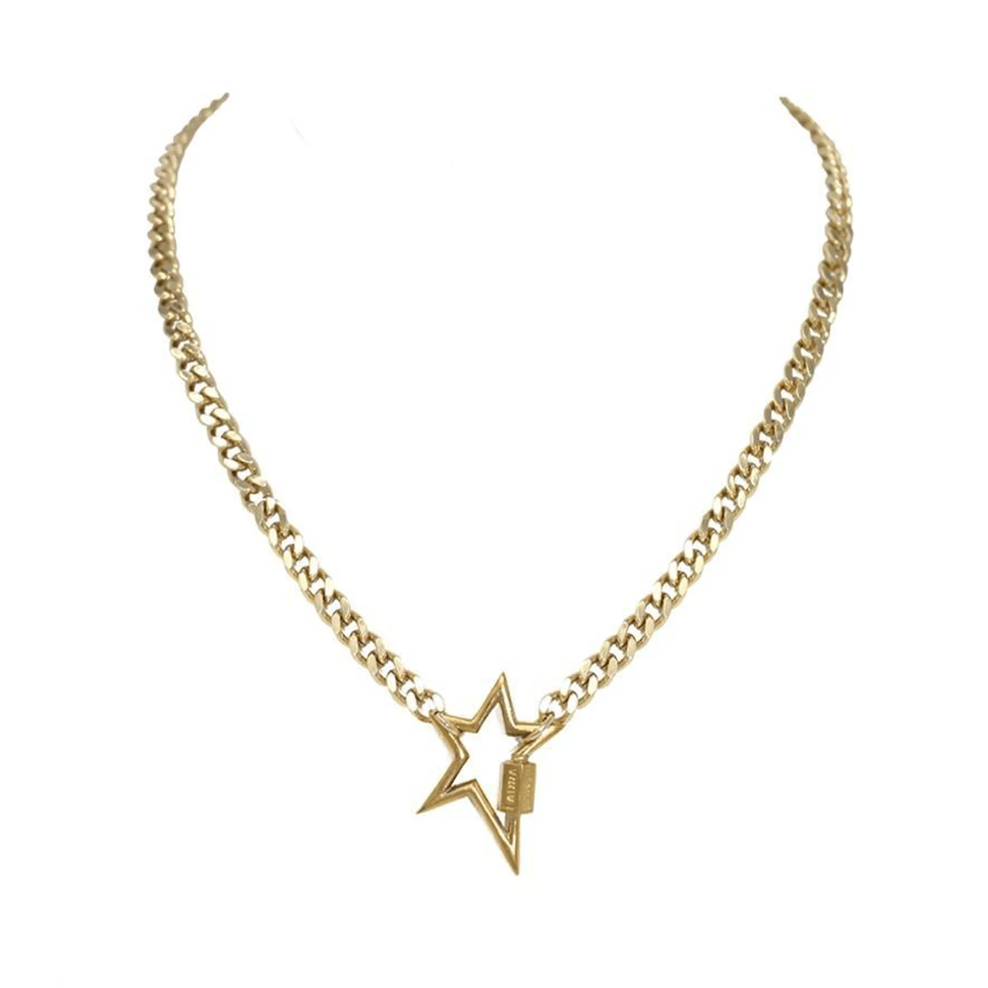 Bold Star Lock Necklace Gold