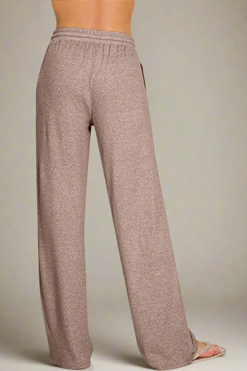 Brown Wide Leg Drawstring Pants