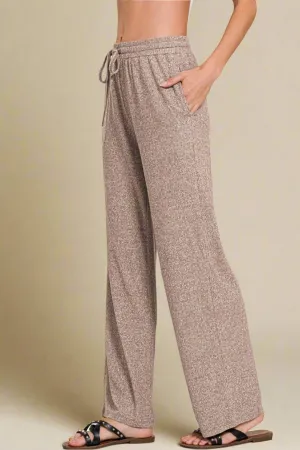 Brown Wide Leg Drawstring Pants