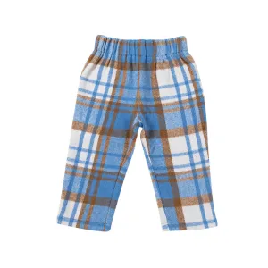 Children's Elastic Waist Trousers - Blueberry Plaid