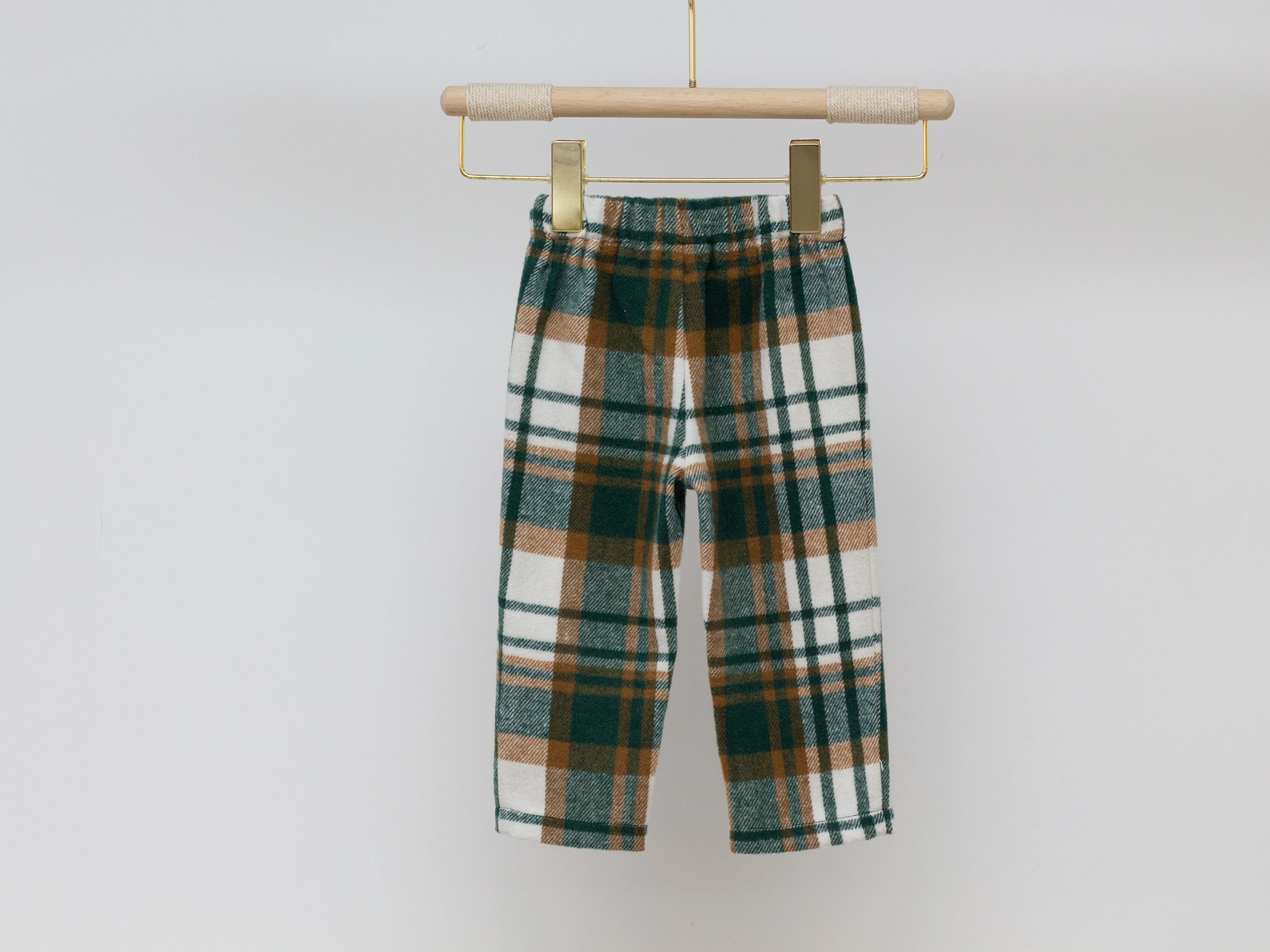 Children's Elastic Waist Trousers - Pear Plaid