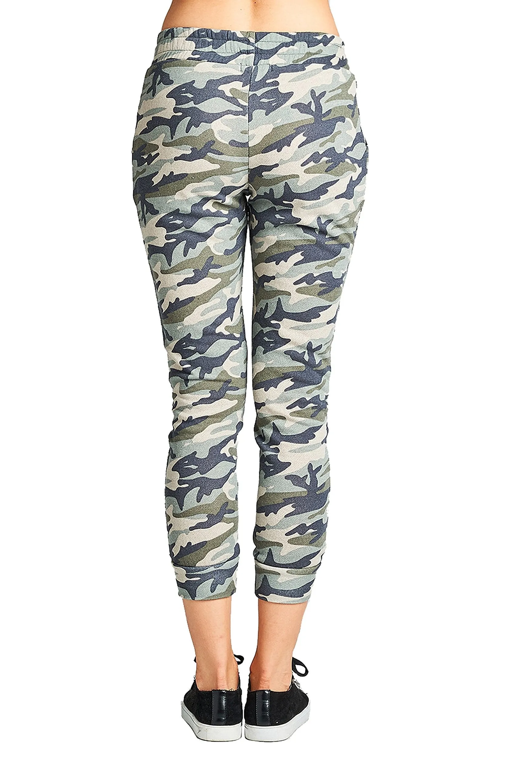 Comfy Drawstring Waist Side Pockets Straight Leg Camo Print French Terry Jogger Sweatpants