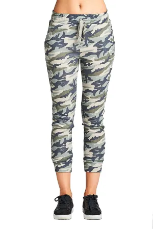 Comfy Drawstring Waist Side Pockets Straight Leg Camo Print French Terry Jogger Sweatpants