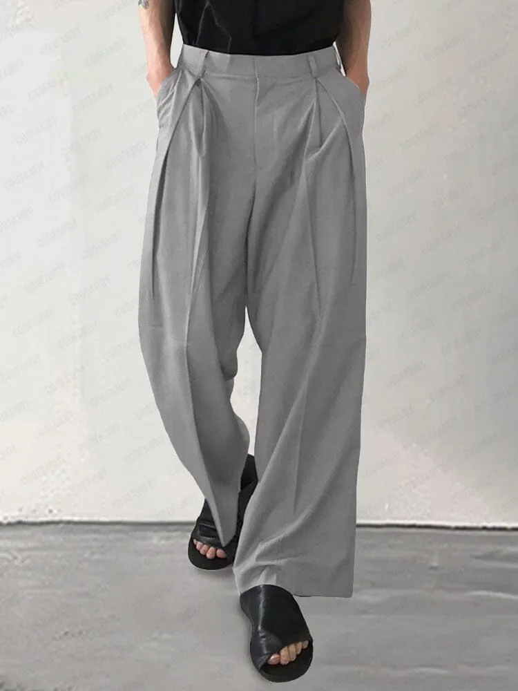 Comfy Pleated Wide Leg Slack Pants