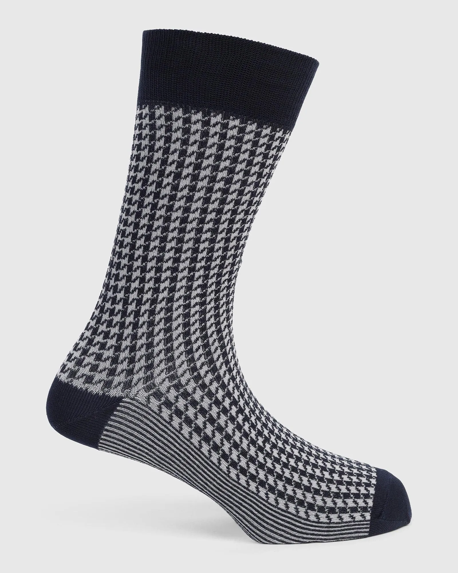 Cotton Dark Navy Jacquard Socks - Tesla