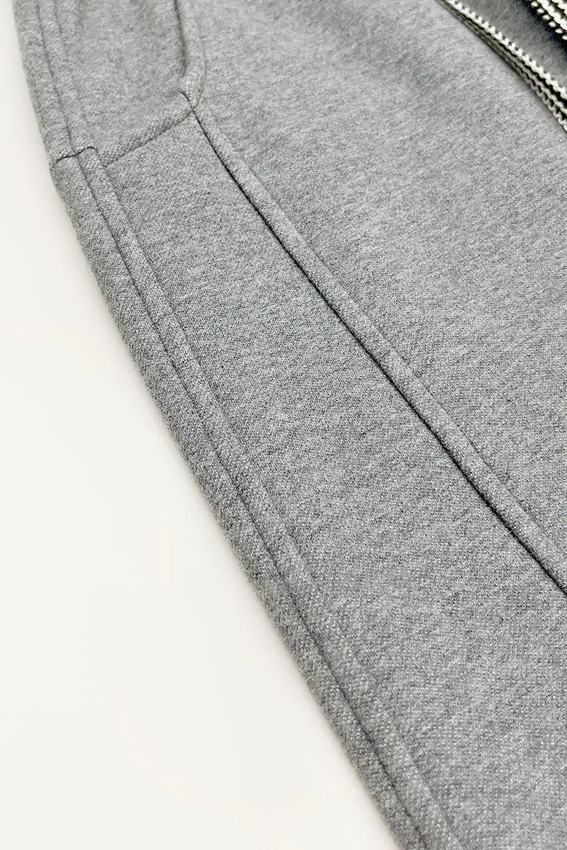 Cotton-Silk Blend Fleece Lined Sweat Drawstring Maxi Skirt with Side Slit