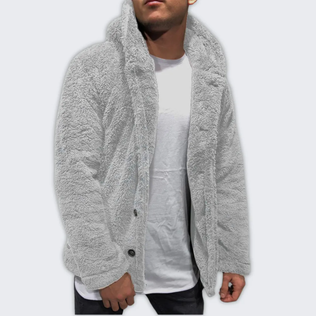 Cozy Men's Hooded Fleece Cardigan - Stylish Zip-Up Comfort