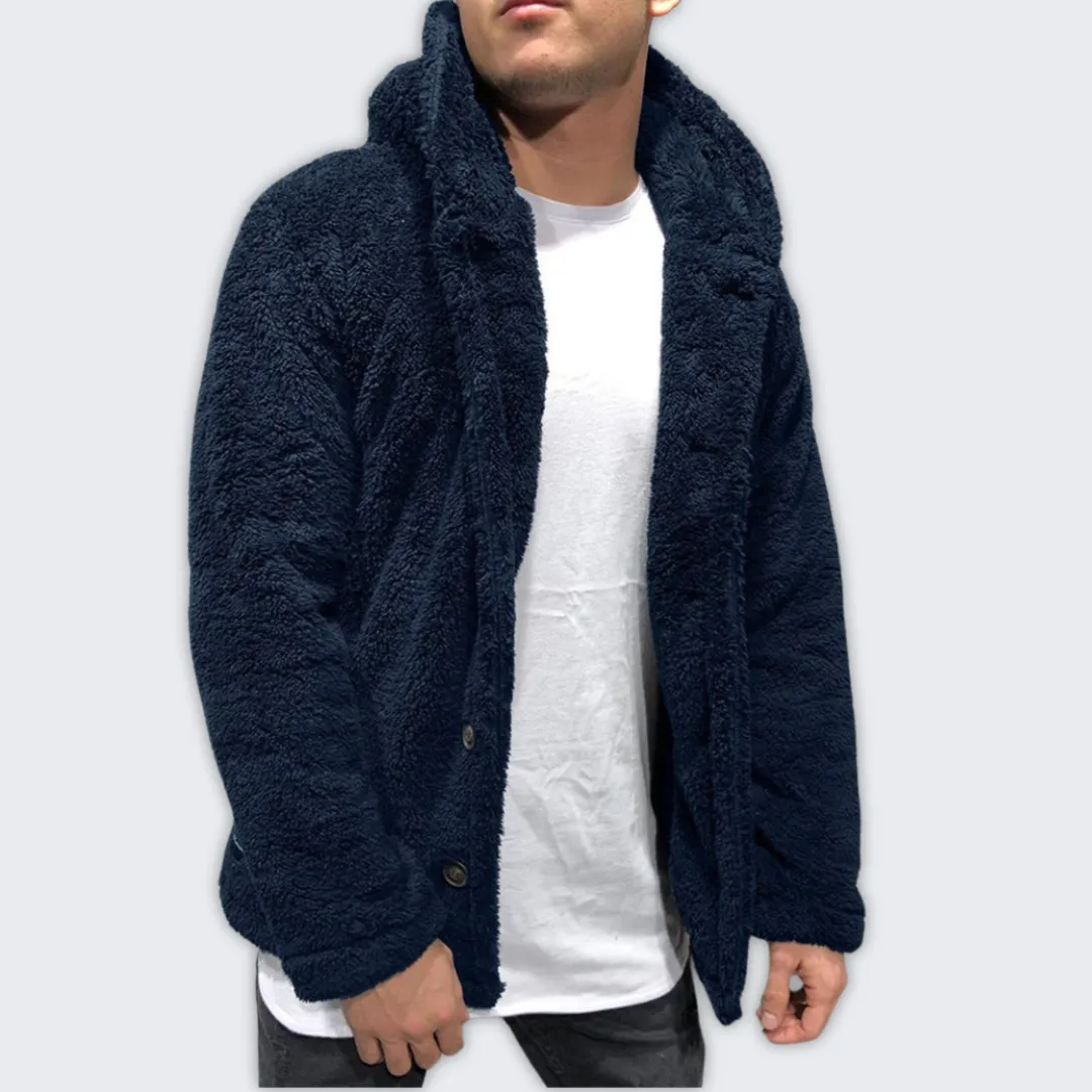 Cozy Men's Hooded Fleece Cardigan - Stylish Zip-Up Comfort