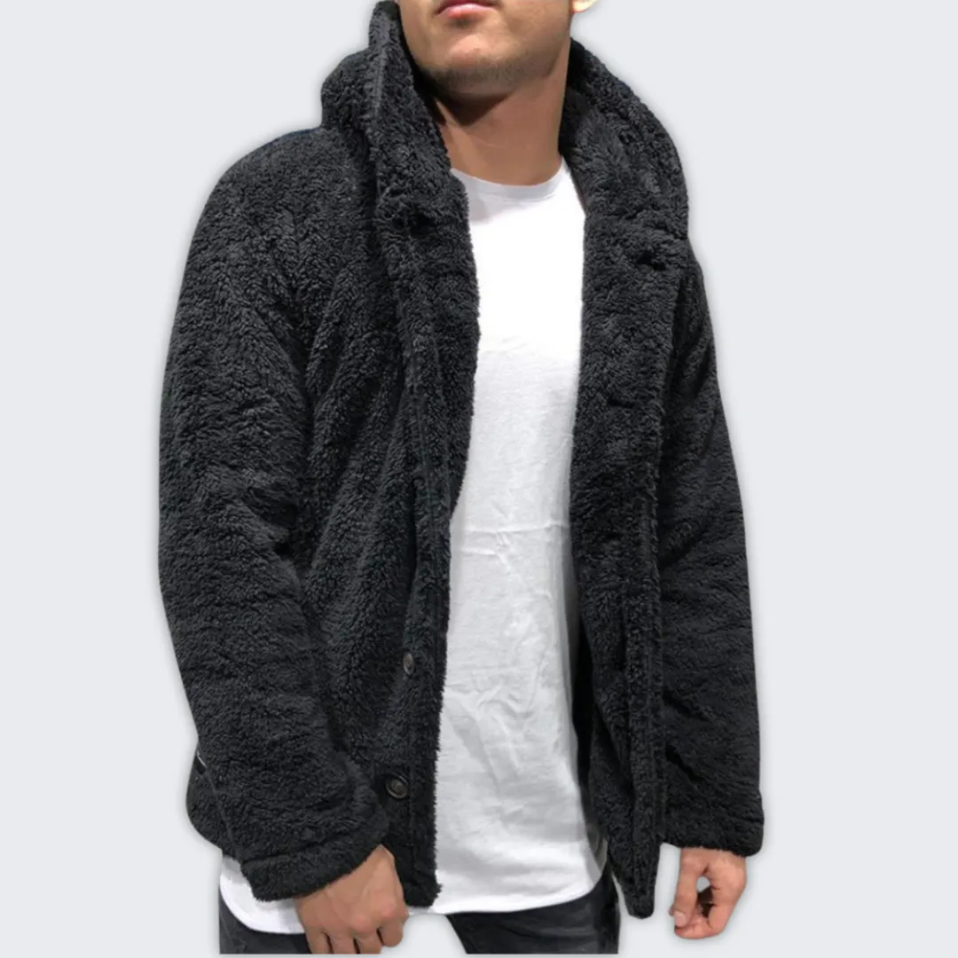 Cozy Men's Hooded Fleece Cardigan - Stylish Zip-Up Comfort