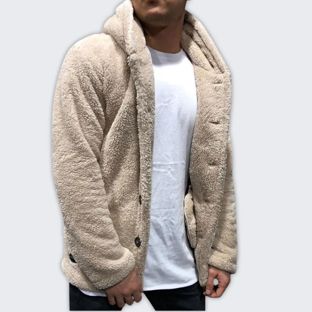 Cozy Men's Hooded Fleece Cardigan - Stylish Zip-Up Comfort