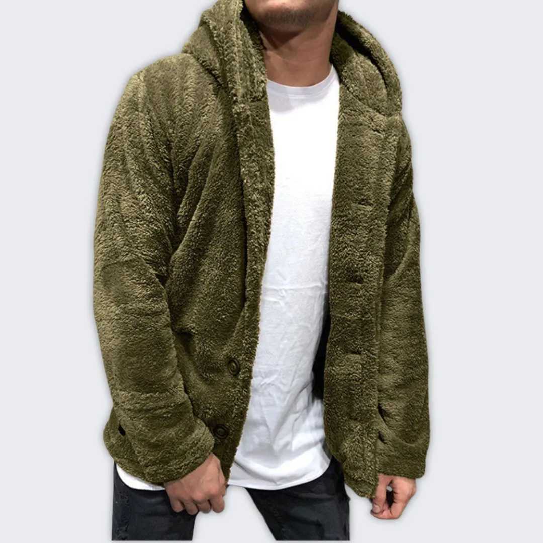 Cozy Men's Hooded Fleece Cardigan - Stylish Zip-Up Comfort