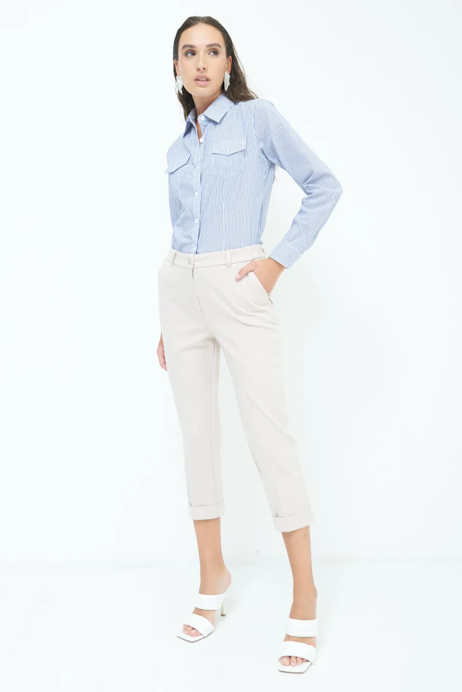 Cropped pleated pants wholesale