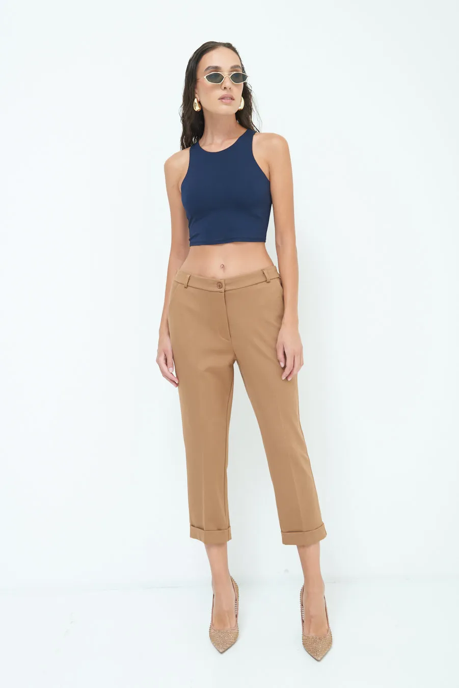 Cropped pleated pants wholesale