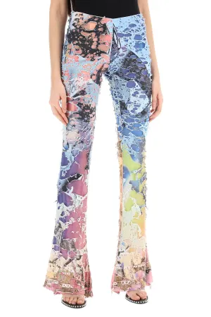 destroyed jersey flared pants with bell-bottom