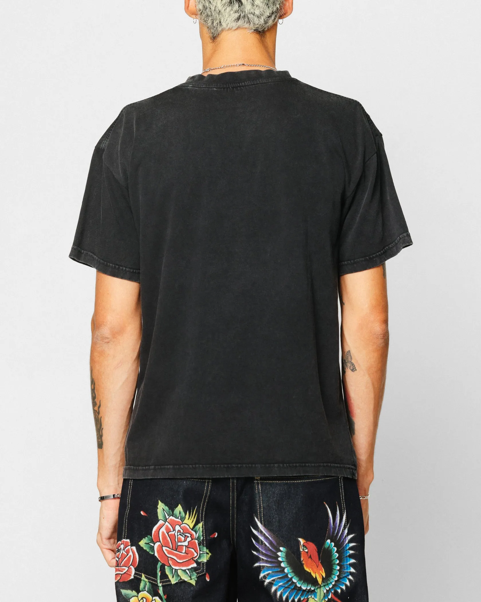 Ed Hardy Dragon Logo T-Shirt Black Acidwash