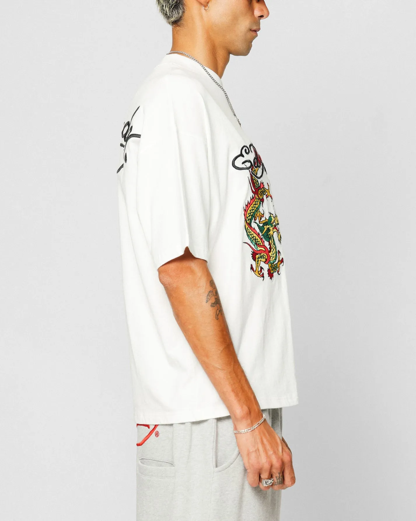 Ed Hardy Dragon Oversized T-Shirt Off White