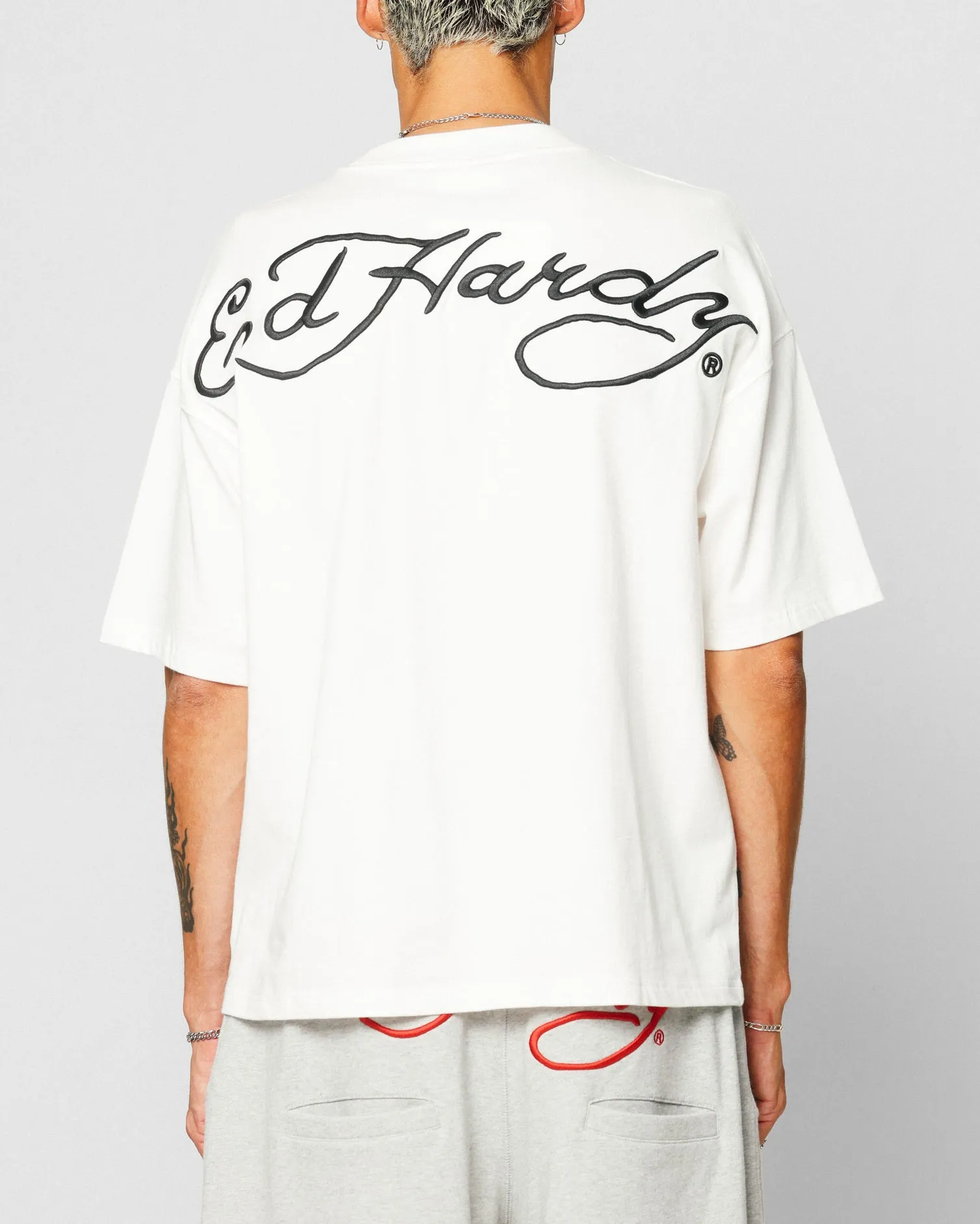 Ed Hardy Dragon Oversized T-Shirt Off White