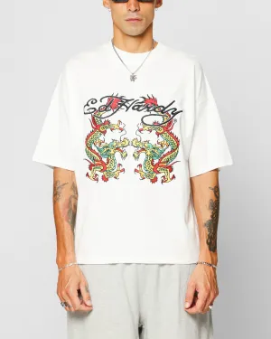 Ed Hardy Dragon Oversized T-Shirt Off White