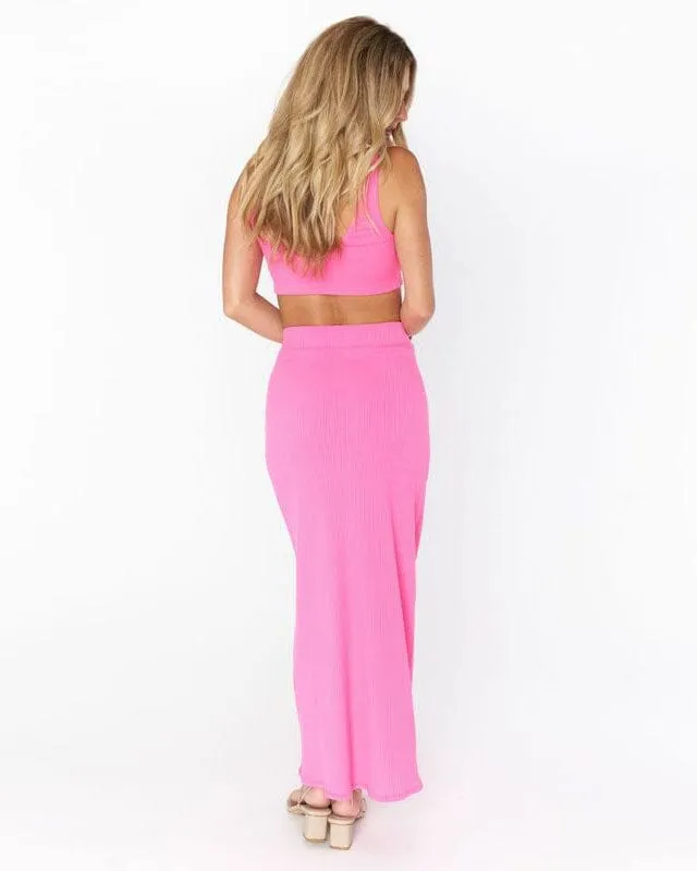 Elle Skirt | Hot Pink Rib Knit