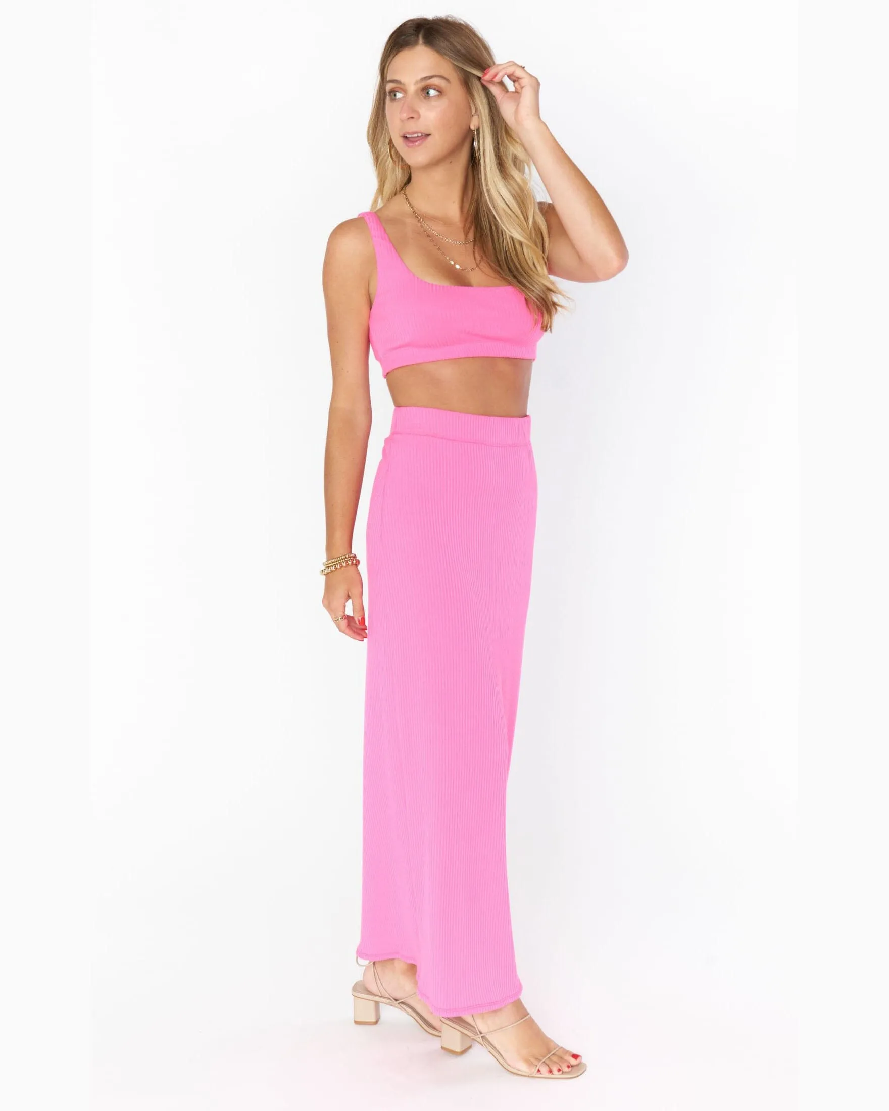 Elle Skirt | Hot Pink Rib Knit