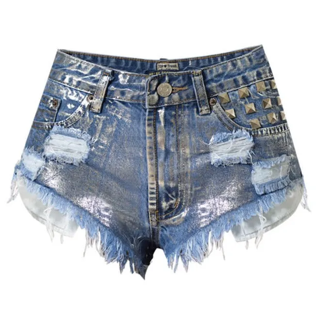 Fashion Individuality Women's High Waist Ripped Denim Shorts