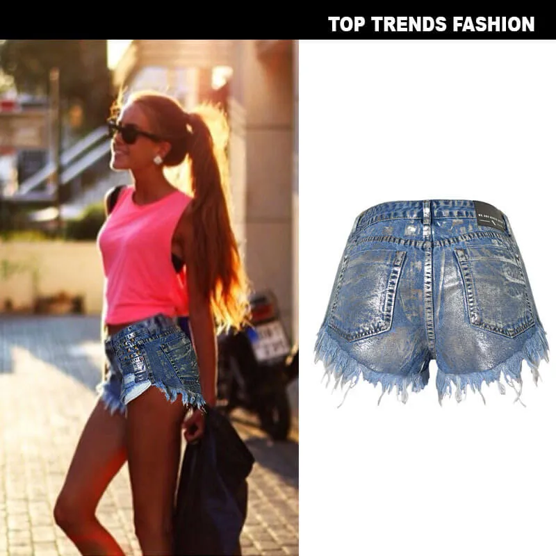 Fashion Individuality Women's High Waist Ripped Denim Shorts