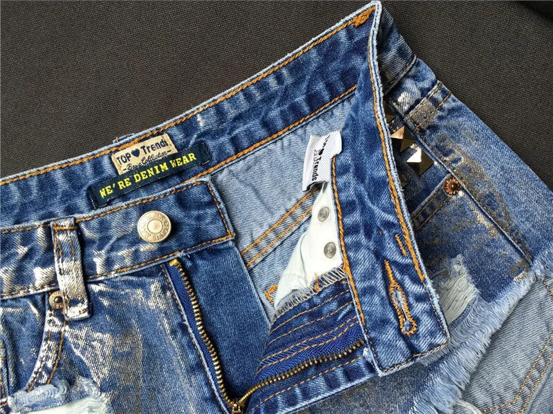 Fashion Individuality Women's High Waist Ripped Denim Shorts