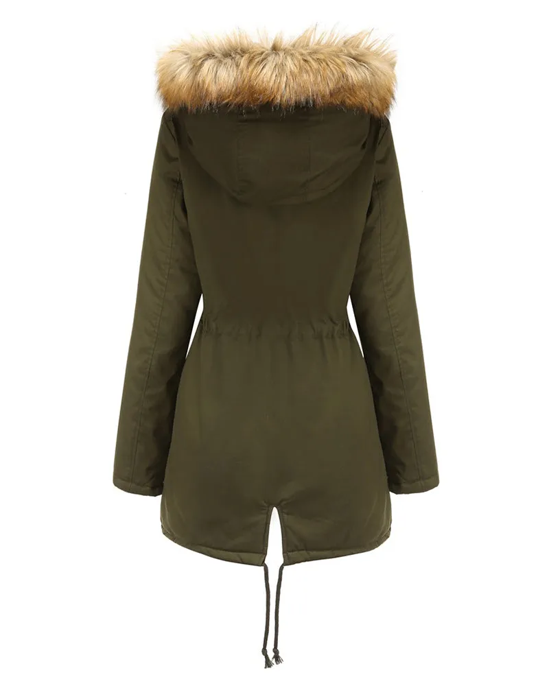 Faux Fur Hood Parka Jacket