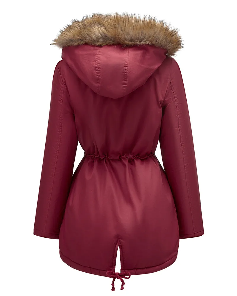 Faux Fur Hood Parka Jacket