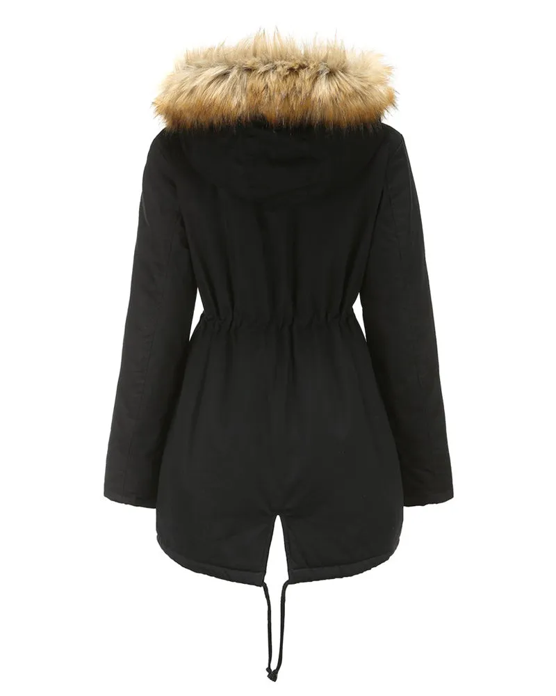 Faux Fur Hood Parka Jacket